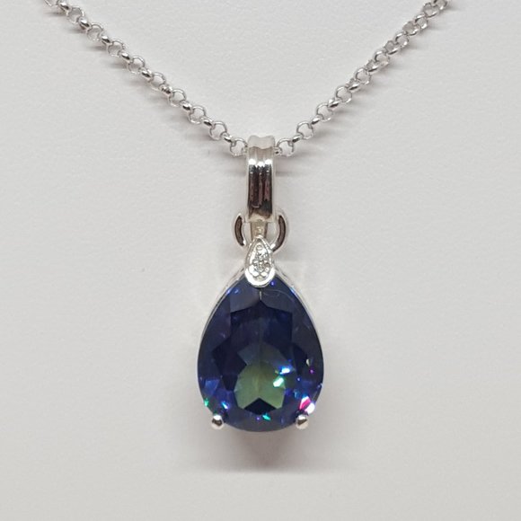 Sterling Silver Necklace Genuine Ocean Myste Gem - Picture 1 of 7